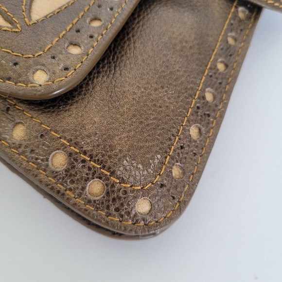 Isabella Fiore Metallic Brown Clutch Wristlet Leather Purse Small Bag Western - Picture 11 of 13